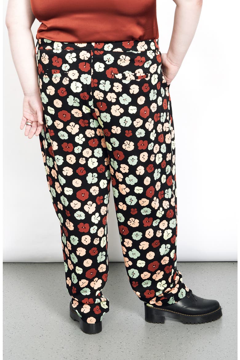Elastic Back Print Pants (Nordstrom Exclusive), Alternate, color, BLACK MULTI POPPY GEO