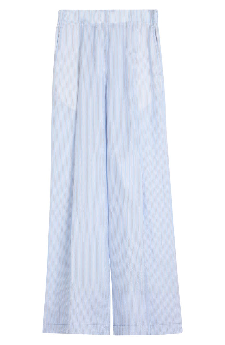Dries Van Noten Pila Super Compact Stripe Supima<sup>®</sup> Cotton Poplin Wide Leg Pants, Alternate, color, Light Blue