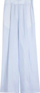 Dries Van Noten Pila Super Compact Stripe Supima® Cotton Poplin Wide Leg Pants