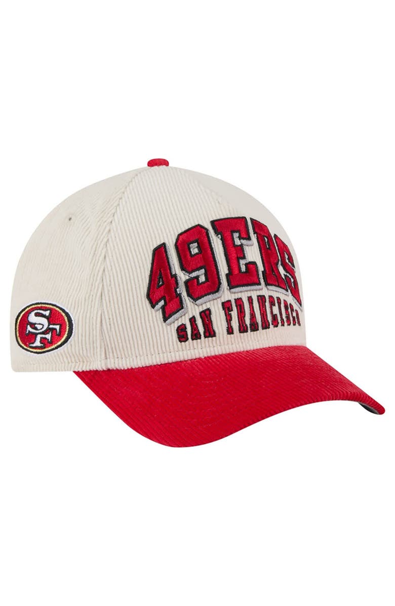 New Era Men's New Era  Cream/Scarlet San Francisco 49ers  Two-Tone Sided Corduroy 9FORTY A-Frame Adjustable Hat, Main, color, Cream