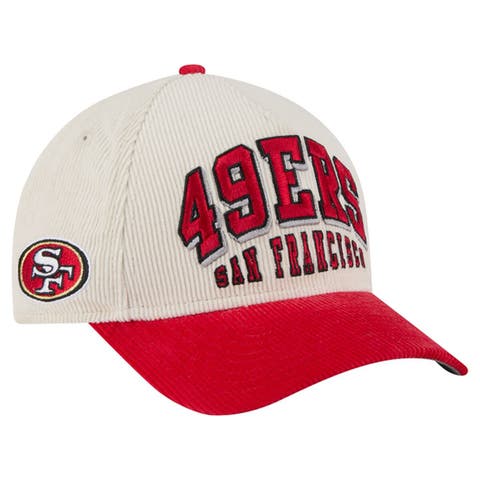 Men's New Era  Cream/Scarlet San Francisco 49ers  Two-Tone Sided Corduroy 9FORTY A-Frame Adjustable Hat