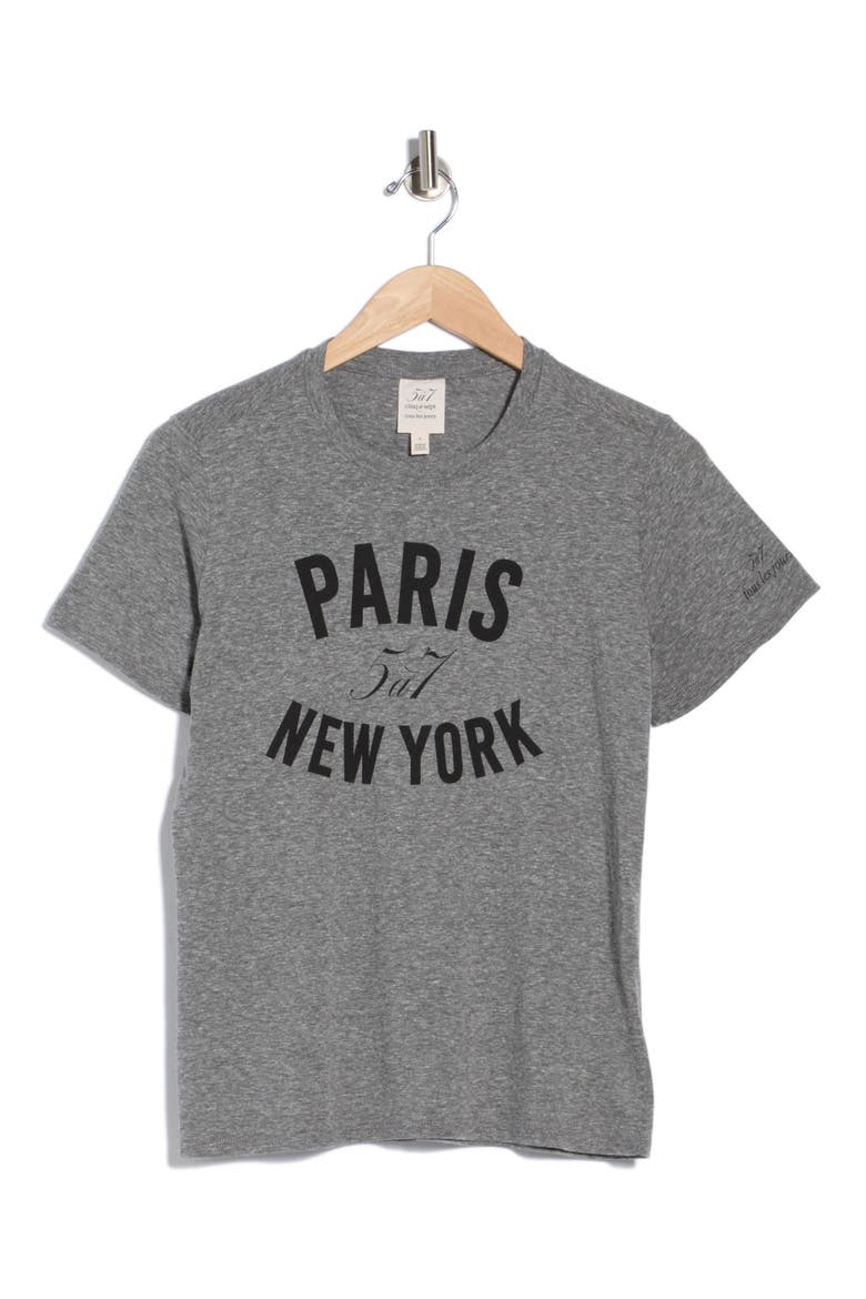 Paris New York Graphic T-Shirt, Alternate, color, HEATHER GREY/ BLACK