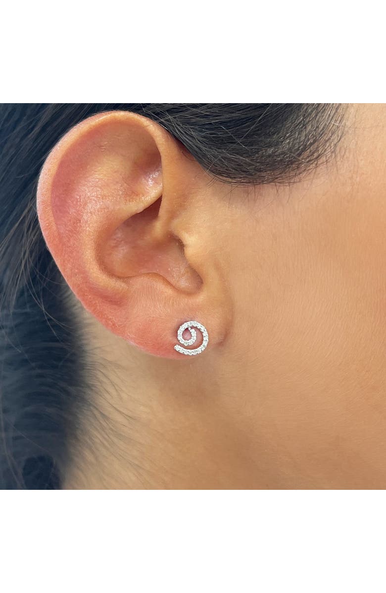 The Lovery Fine Jewelry Diamond Swirl Stud Earrings, Alternate, color, White Gold