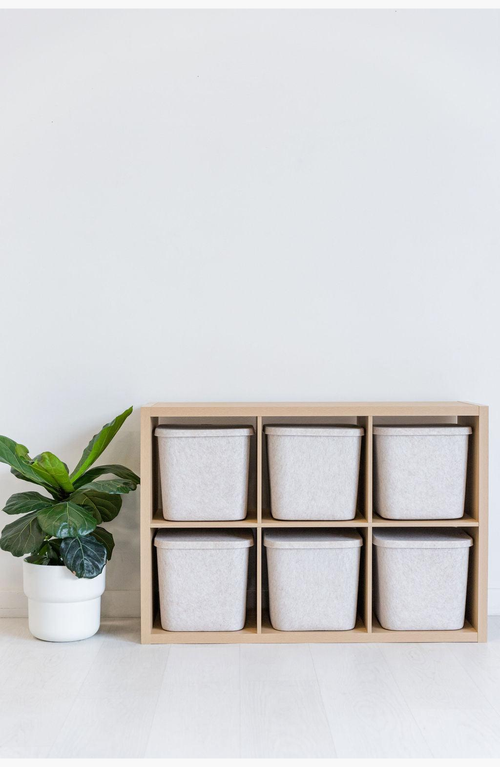 Sortjoy The Sculpted Bin In Stone - Set Of 3