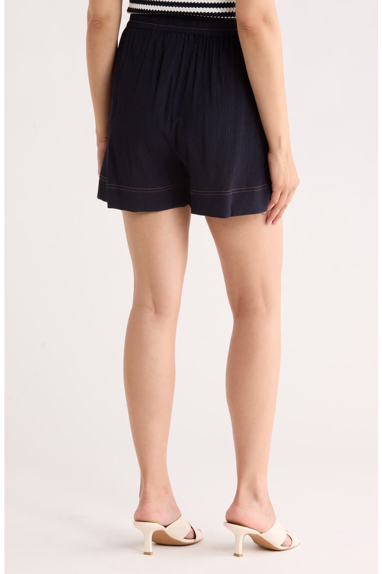 Topstitched Pull-On Shorts, Alternate, color, NAVY/ KHAKI