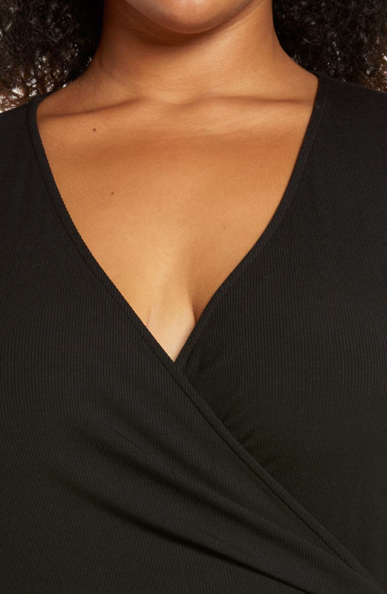 Open Edit Puff Sleeve Knit Wrap Top, Alternate, color, 