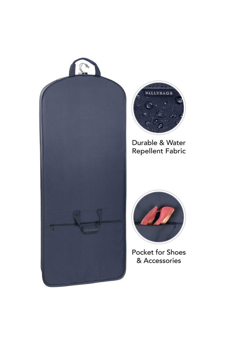 60" Premium Tri-Fold Travel Garment Bag with exterior pocket, Alternate, color, Navy