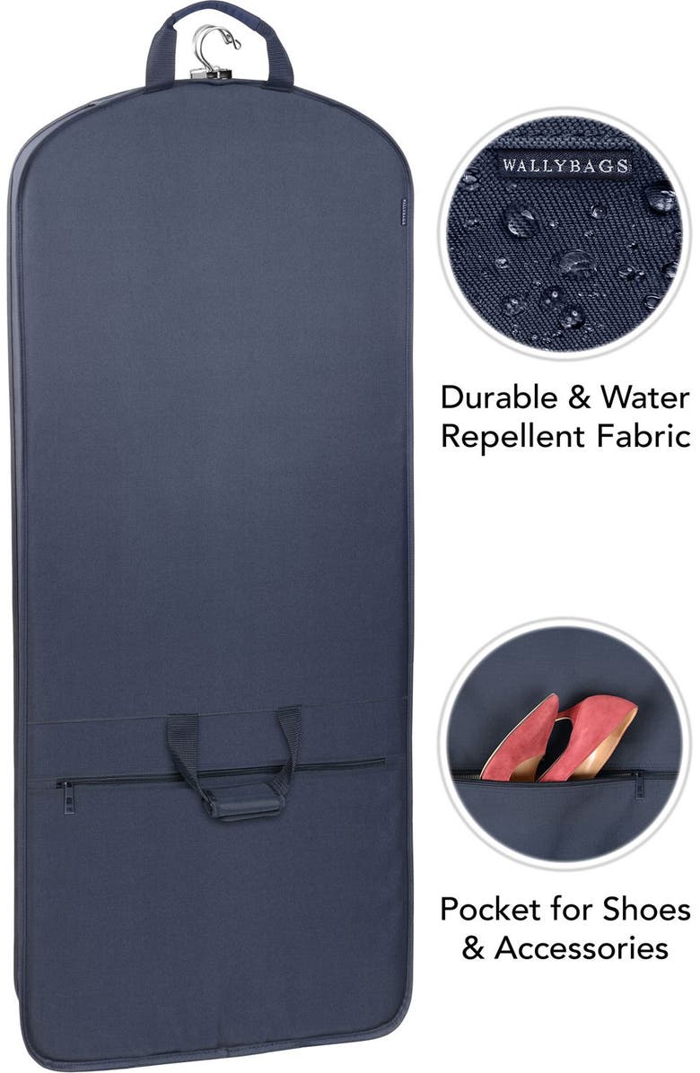 Wallybags 60" Premium Tri-Fold Travel Garment Bag with exterior pocket, Alternate, color, Navy