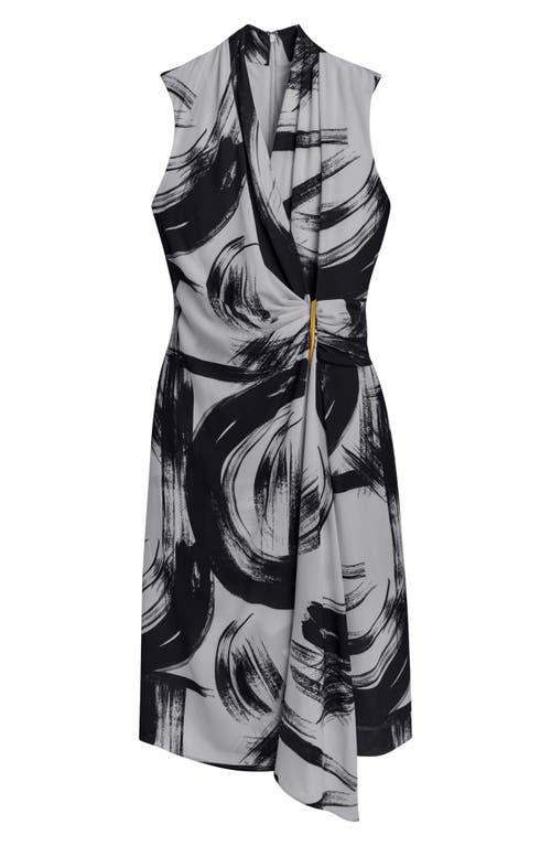 Donna Karan Print Sleeveless Dress In Black/pristine