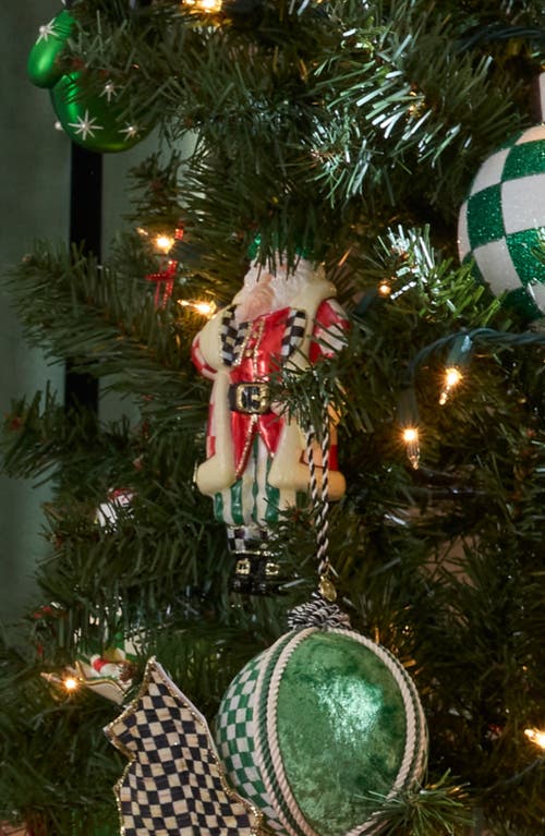 Mackenzie-childs Mackenzie Childs Check It Out Santa Lucia Glass Ornament In Multi