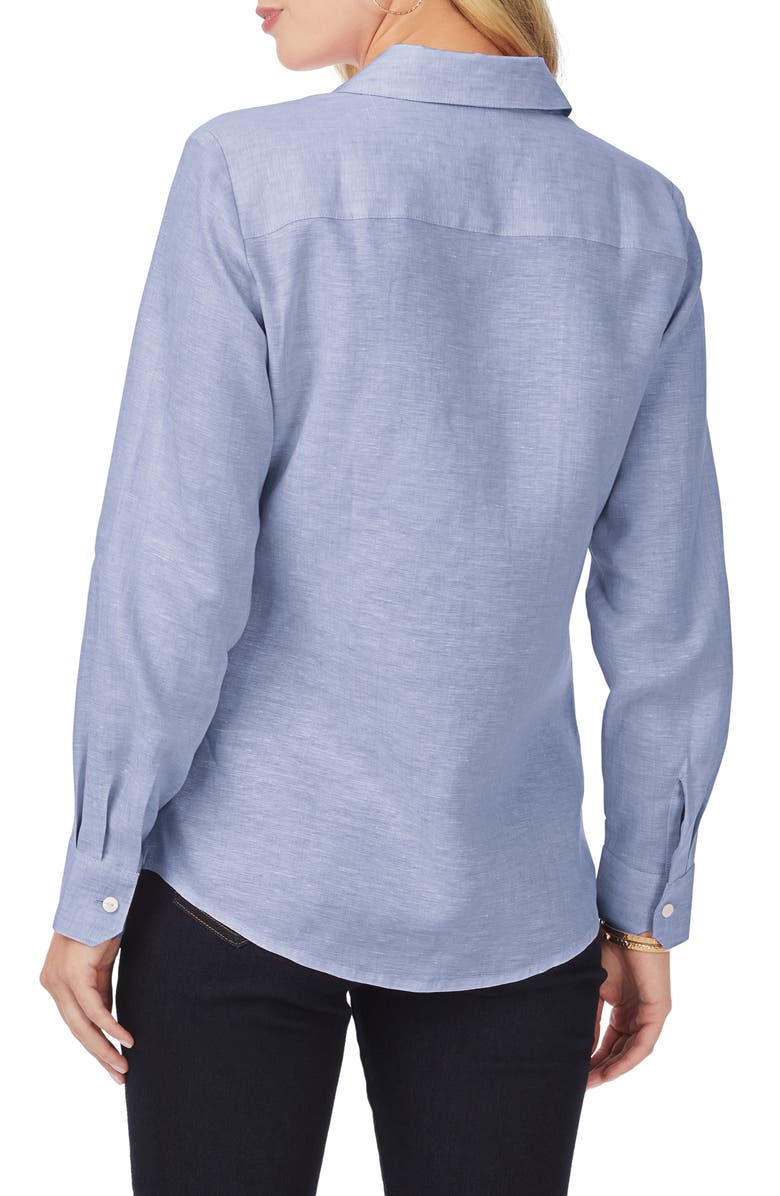 Foxcroft Jordan Linen Button-Up Shirt, Alternate, color, Indigo