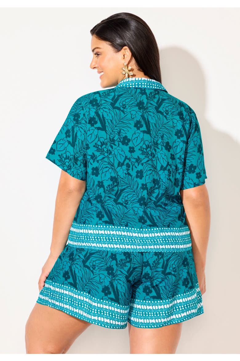 Cropped Button Front Beach Cover Up Shirt, Alternate, color, Mediterranean Coast