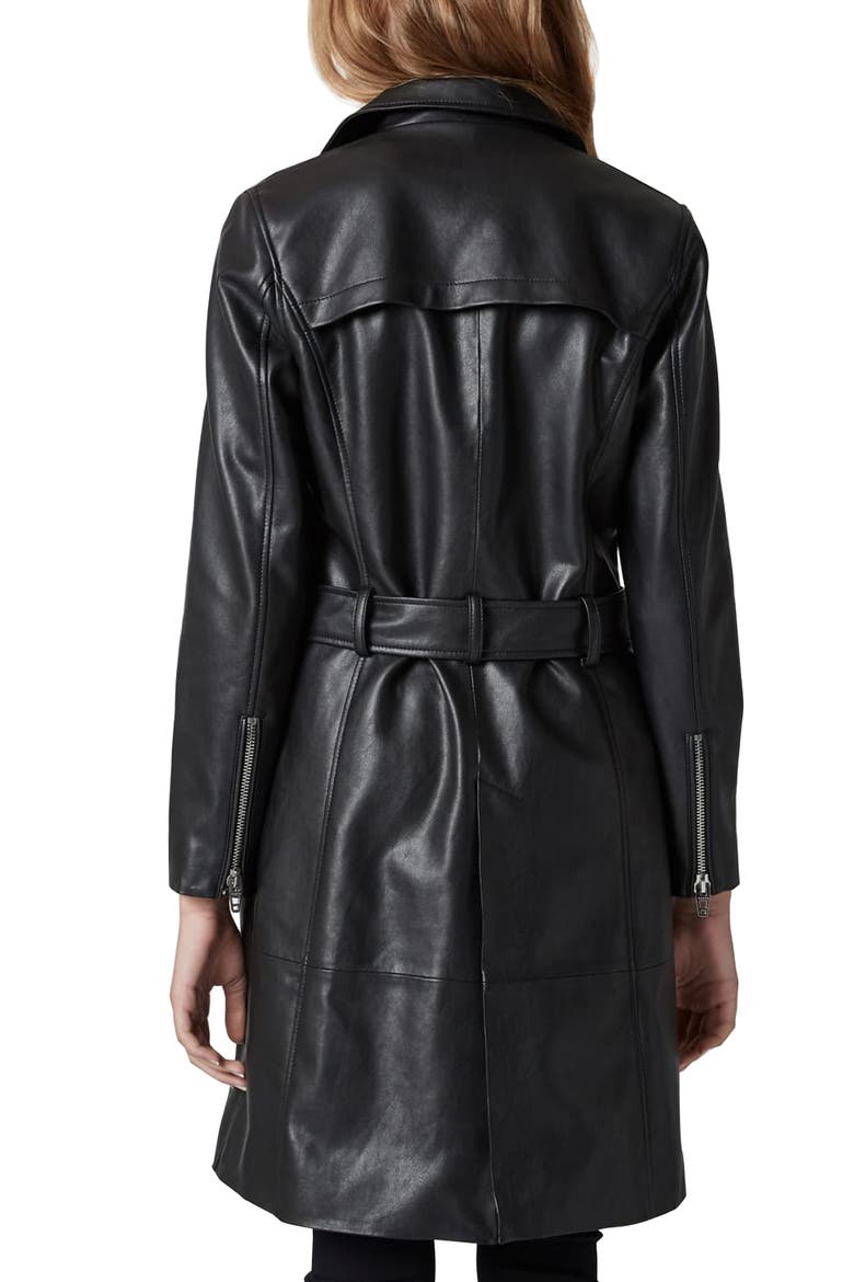 Faux Leather Trench Coat, Alternate, color, PUNISHER