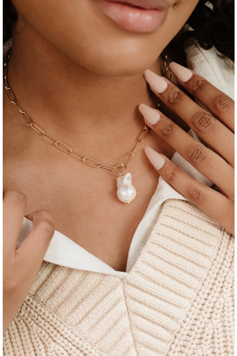 Freshwater Pearl Pendant Necklace, Alternate, color, GOLD