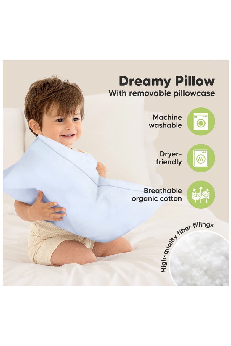 Toddler Pillow with Pillowcase, Alternate, color, Baby Blue