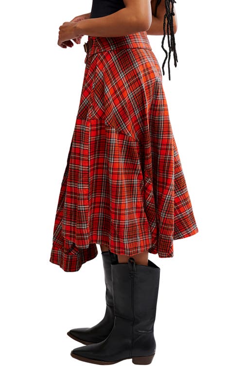 Free People Take Me Along Tartan Circle Skirt In Red