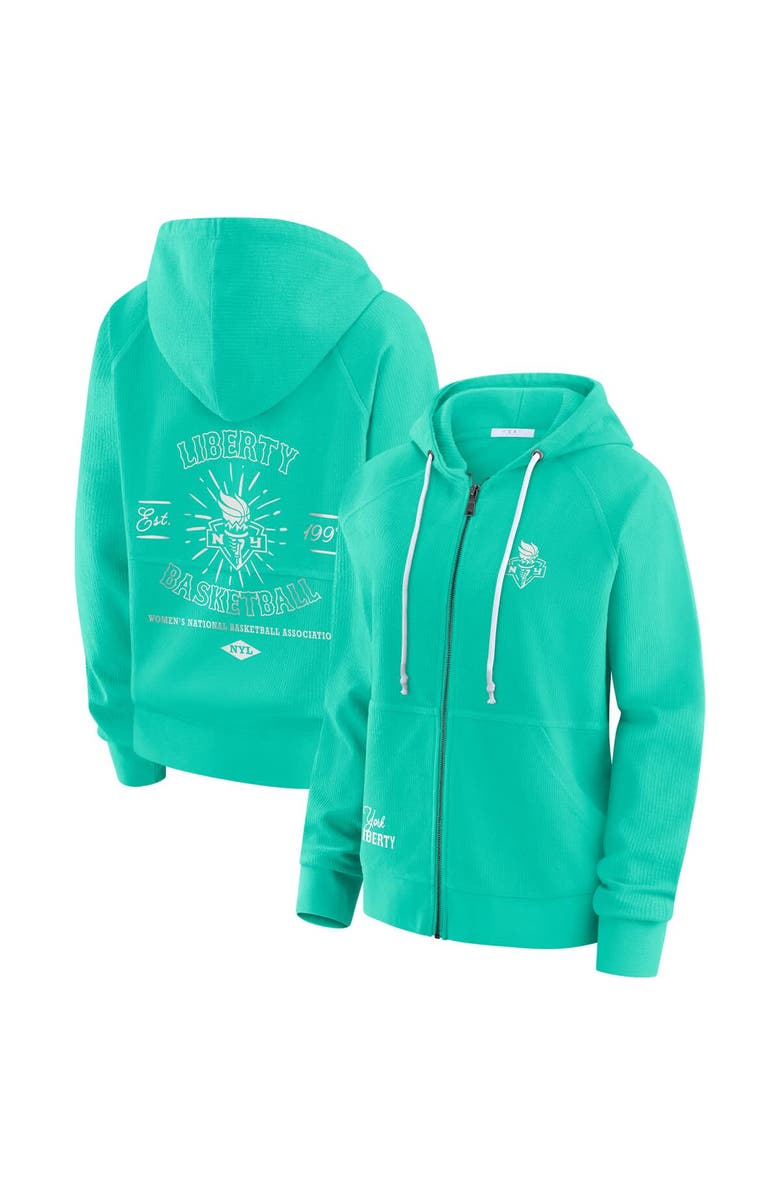 WEAR by Erin Andrews Women's WEAR by Erin Andrews Mint New York Liberty Vintage Full-Zip Raglan Hoodie, Main, color, 