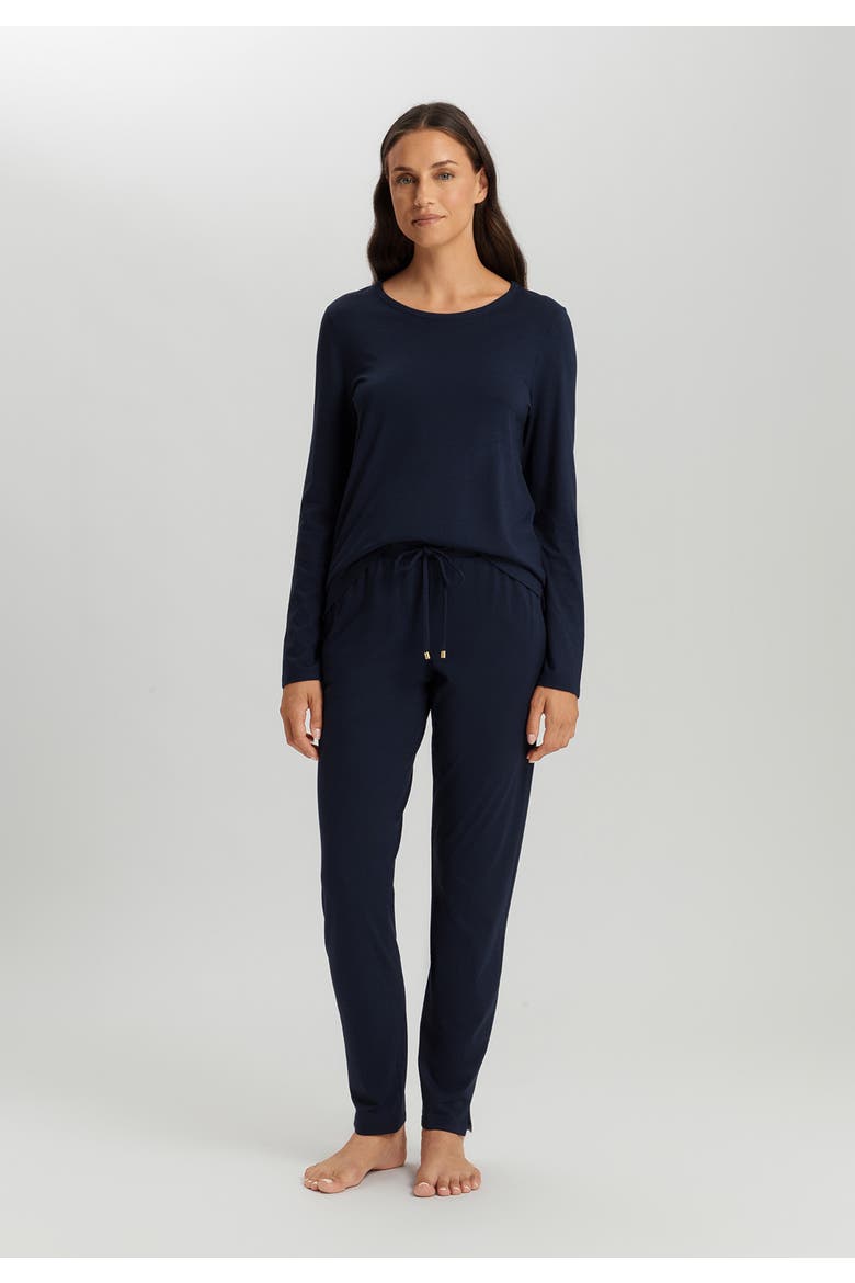 Sleep And Lounge Cotton Blend Drawstring Pants, Alternate, color, Deep Navy