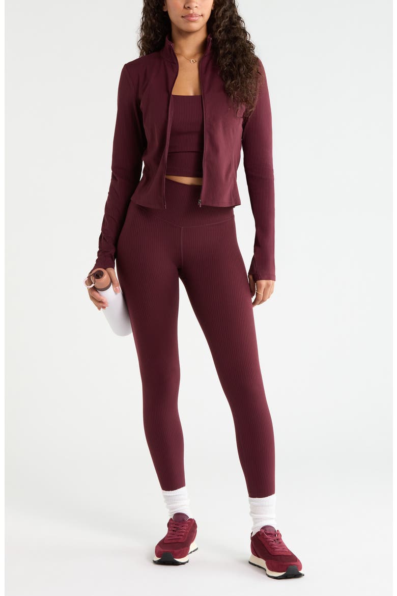 Thrive 2.0 Rib Full Zip Jacket, Alternate, color, BURGUNDY STEM