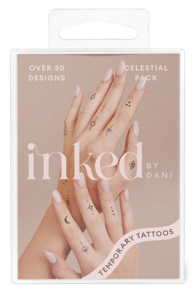 Celestial Temporary Tattoos, Alternate, color, BLACK