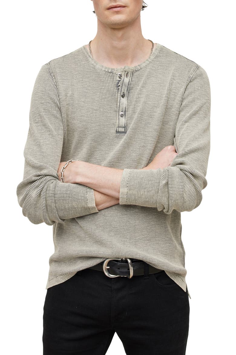 Memphis Waffle Long Sleeve Henley, Main, color, GREY HTHR