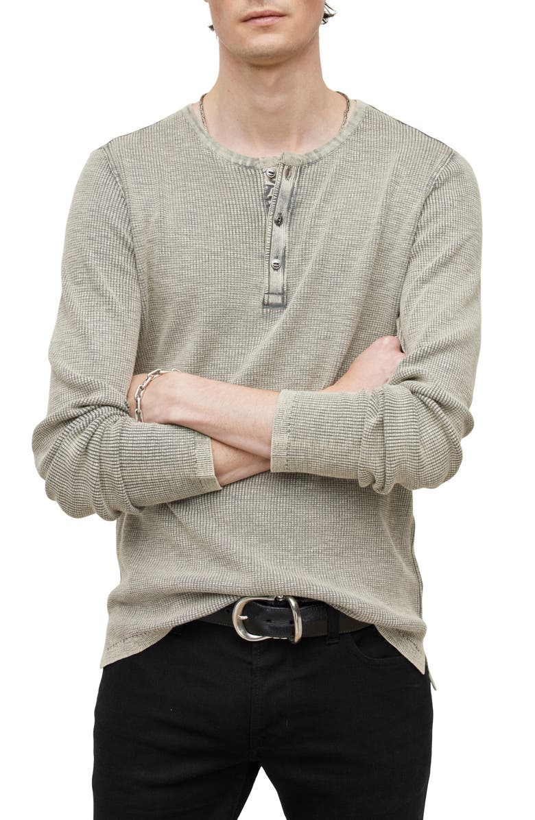 John Varvatos Memphis Waffle Long Sleeve Henley, Main, color, Grey Hthr