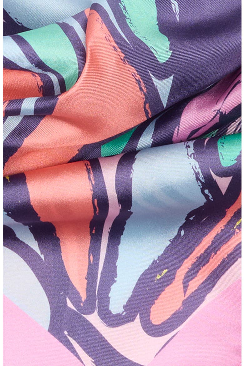 Butterflies Silk Twill Square Scarf, Alternate, color, PINK