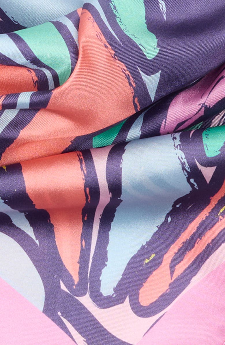 Kurt Geiger London Butterflies Silk Twill Square Scarf, Alternate, color, Pink