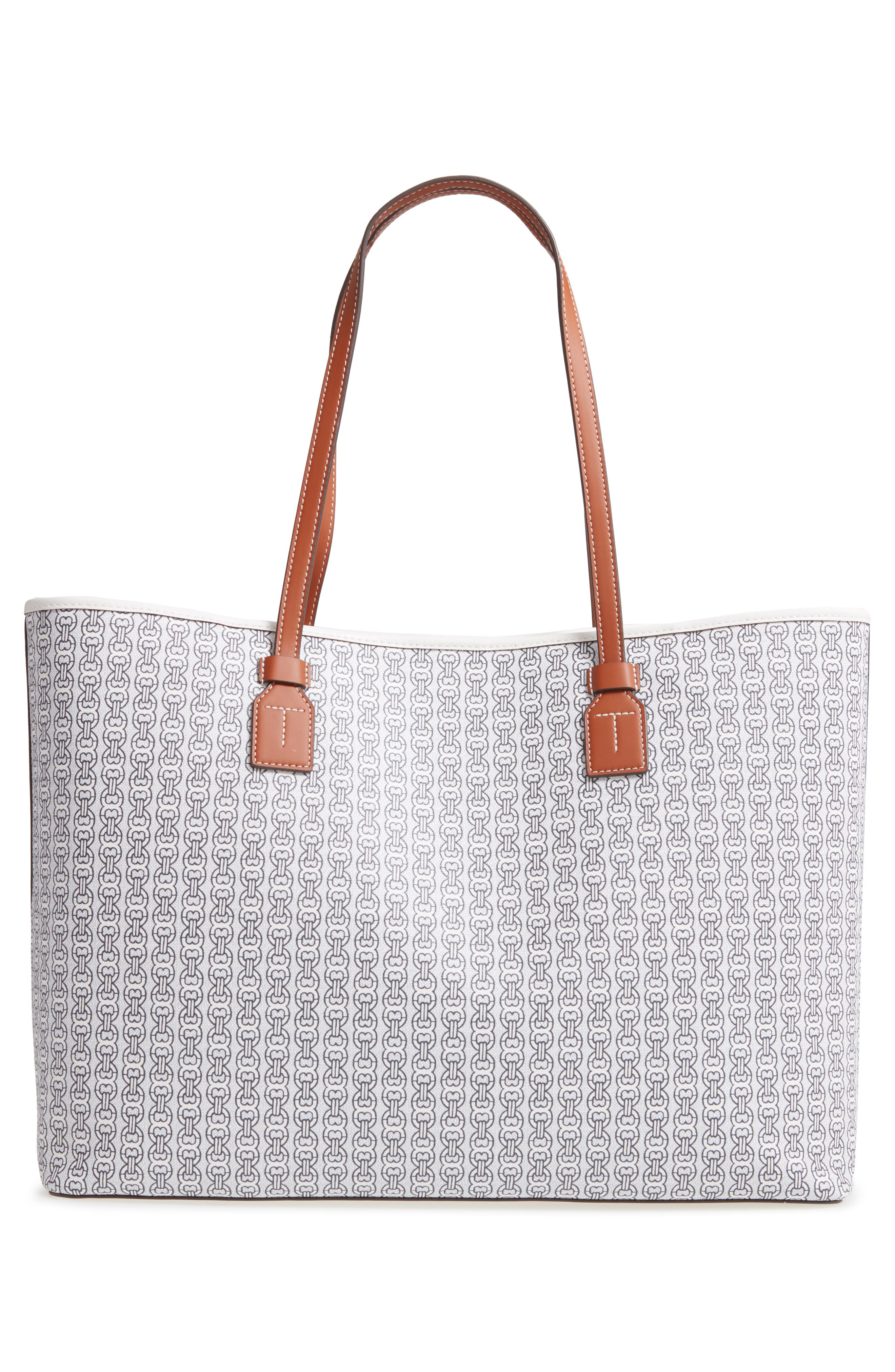 Tory Burch Gemini Link Appliqué Coated Canvas Tote, Alternate, color, 