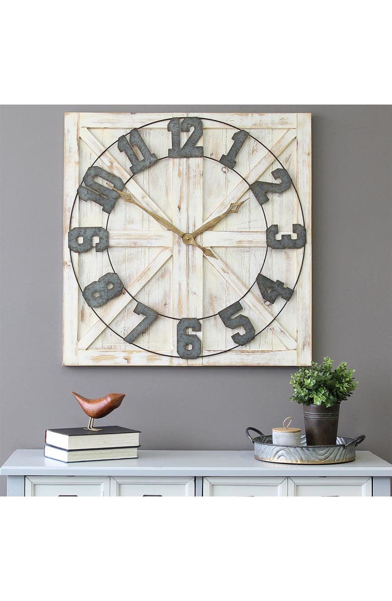 STRATTON HOME DECOR Multi Rustic Farmhouse Wall Clock, Alternate, color, 