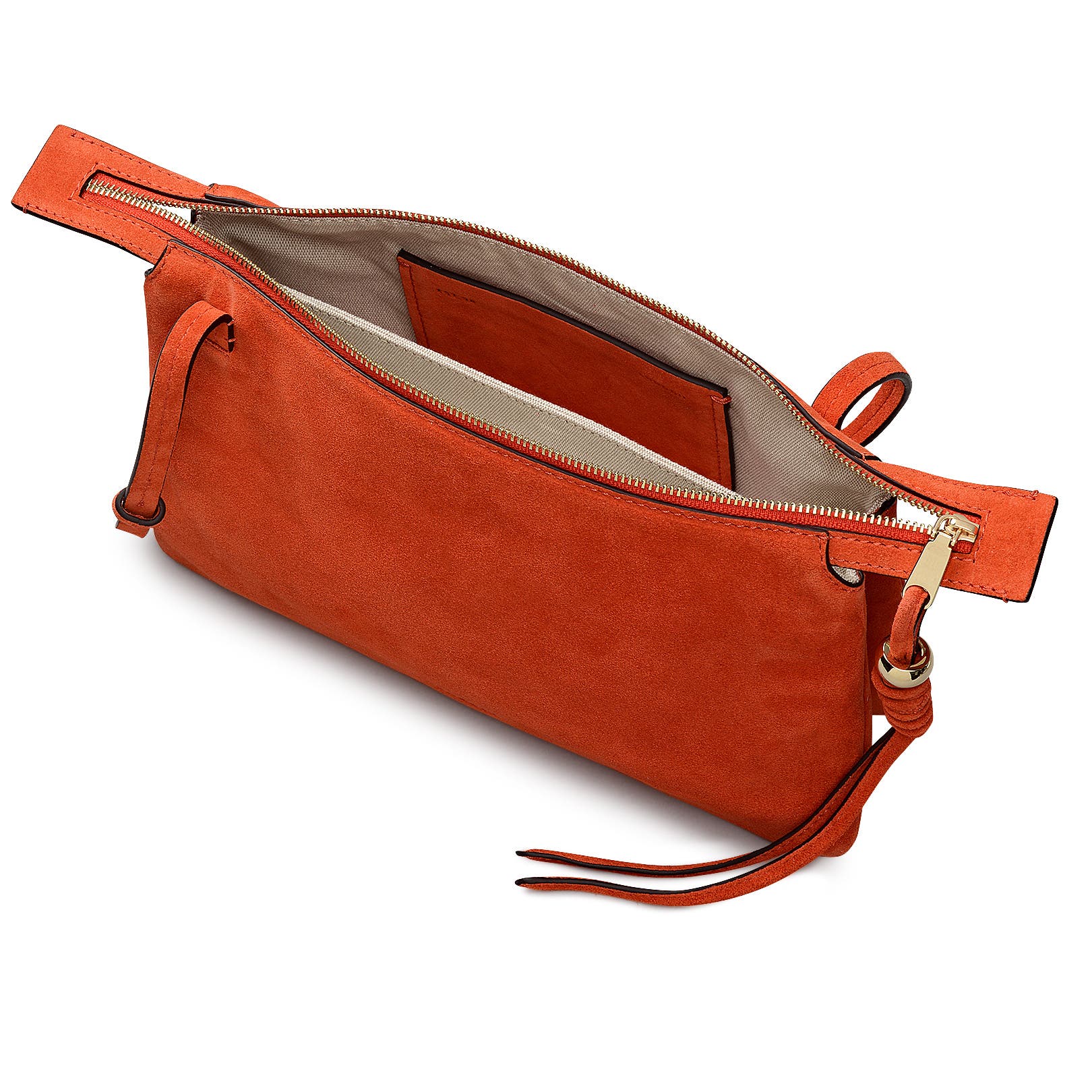 Radley The Romilly - Suede Medium Ziptop Crossbody Bag, Alternate, color, Flame