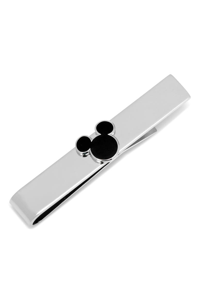 Mickey Mouse Silhouette Tie Bar, Main, color, SILVER/ BLACK
