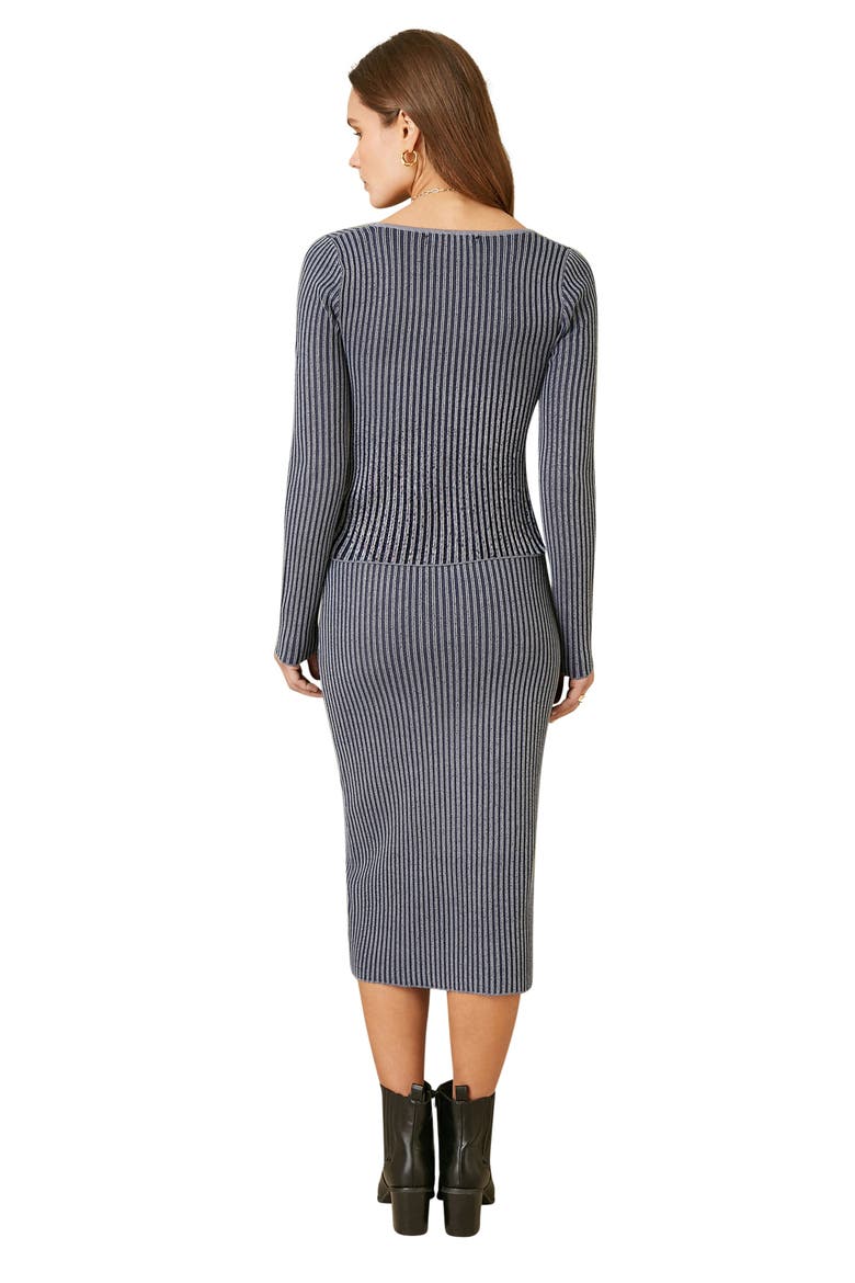 Sweetheart-Neck Fitted Ribbed Knit Top, Alternate, color, Blue
