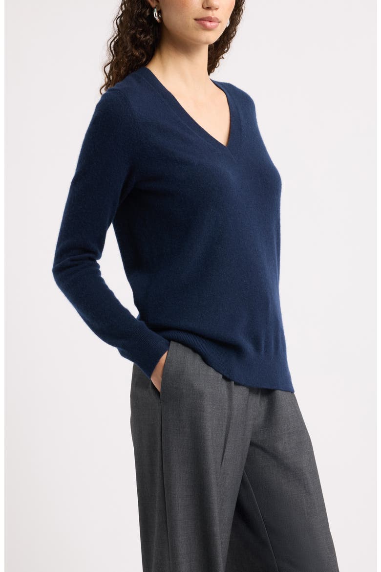 Cashmere V-Neck Sweater, Alternate, color, NAVY NIGHT