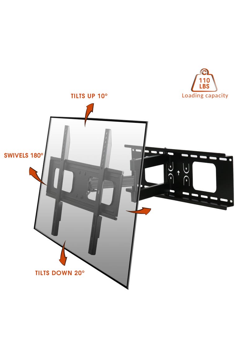 Full Motion Wall Mount for 32-70 Inch Displays, Alternate, color, Black