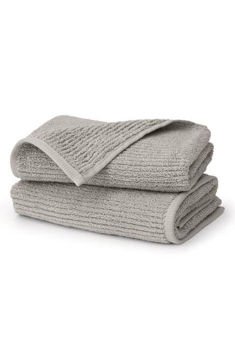 Set of 2 Ribbed Organic Cotton Hand Towels