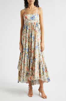 Cinq à Sept Hailey Painted Garden Cotton Blend High-Low Dress
