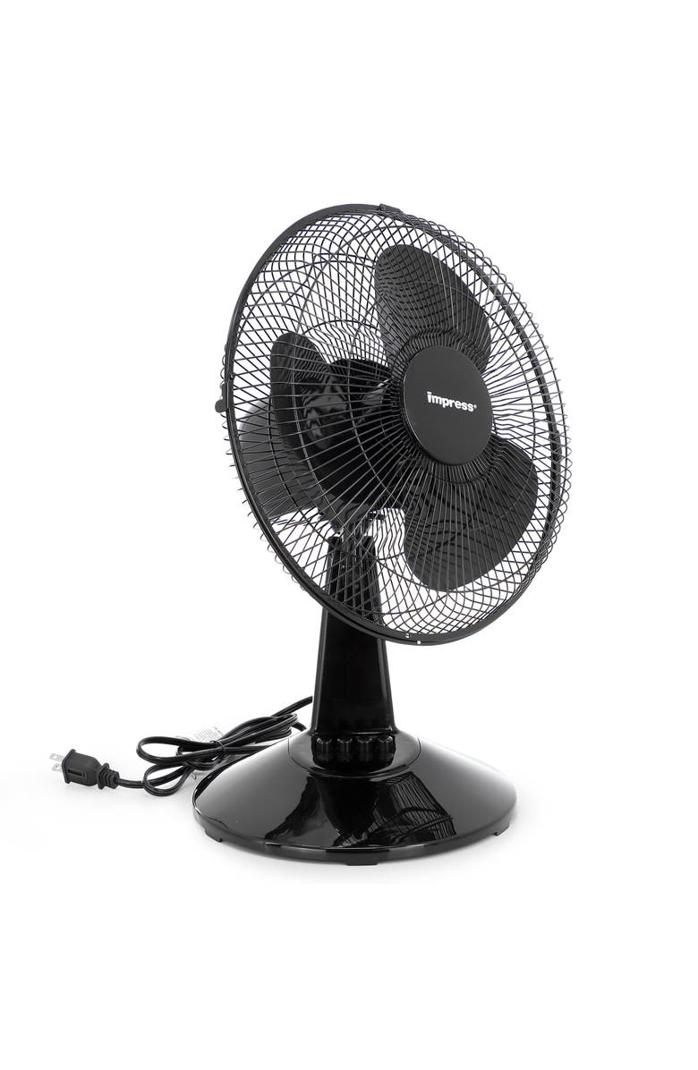 Impress 12 Inch 3 Speed Oscillating Table Fan, Alternate, color, Black