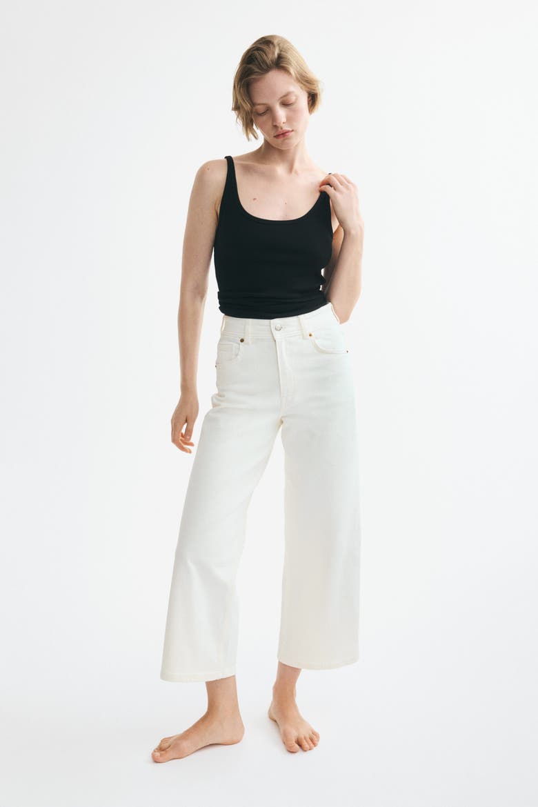 Wide High Waist Ankle Jeans, Alternate, color, Cream