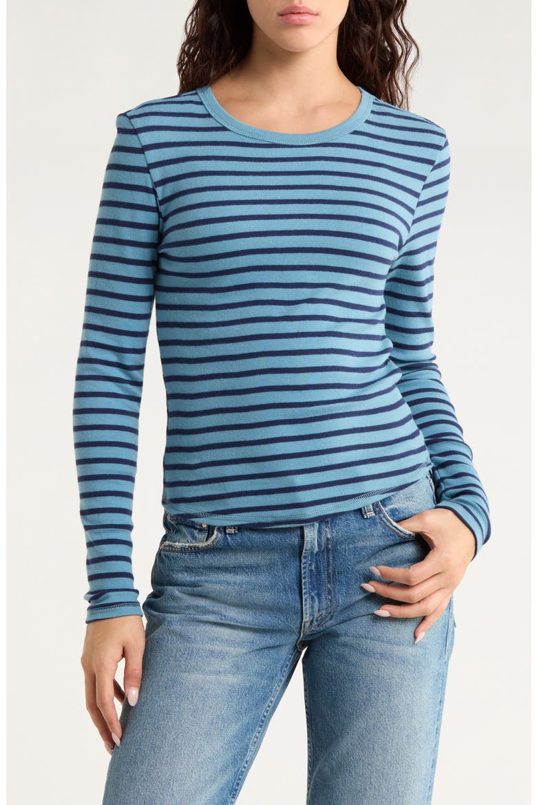 Jamie Stripe Long Sleeve Cotton Top, Main, color, BLUE
