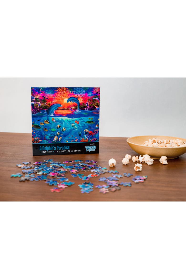 A Dolphin's Paradise Ocean Puzzle For Adults And Kids | 1000 Piece Jigsaw Puzzle, Alternate, color, Multi-Color