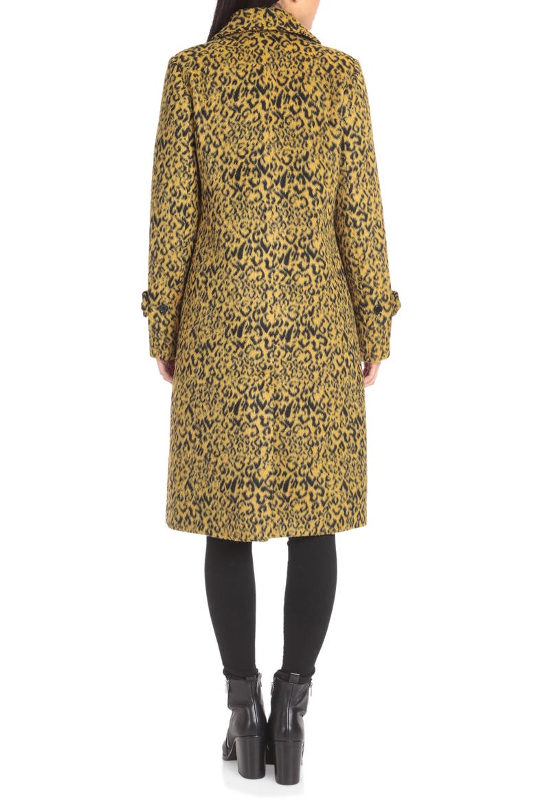 Leopard Print Long Coat, Alternate, color, YELLOW/ BLACK