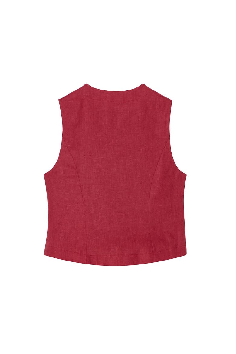 Linen Military Detail Top, Alternate, color, Red