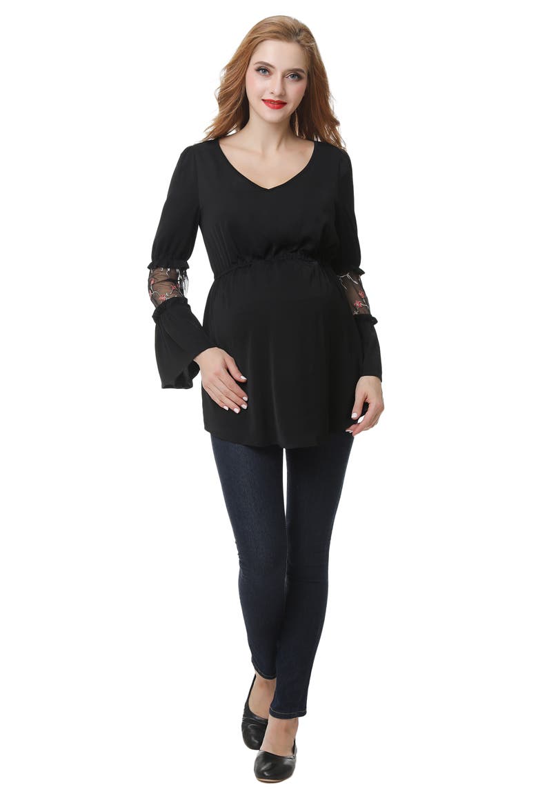 Celestia Babydoll Maternity Top, Alternate, color, BLACK