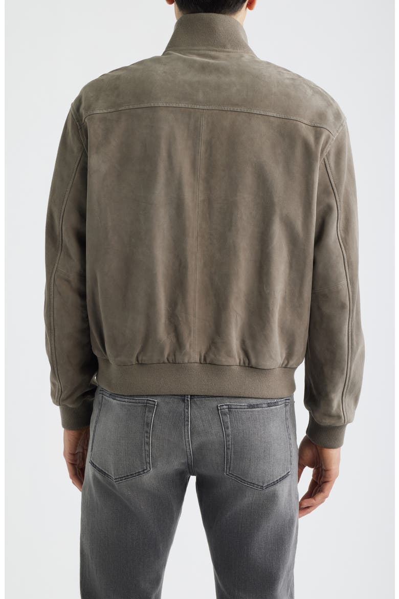 Rib Detail Suede Jacket, Alternate, color, SMOKY GREEN
