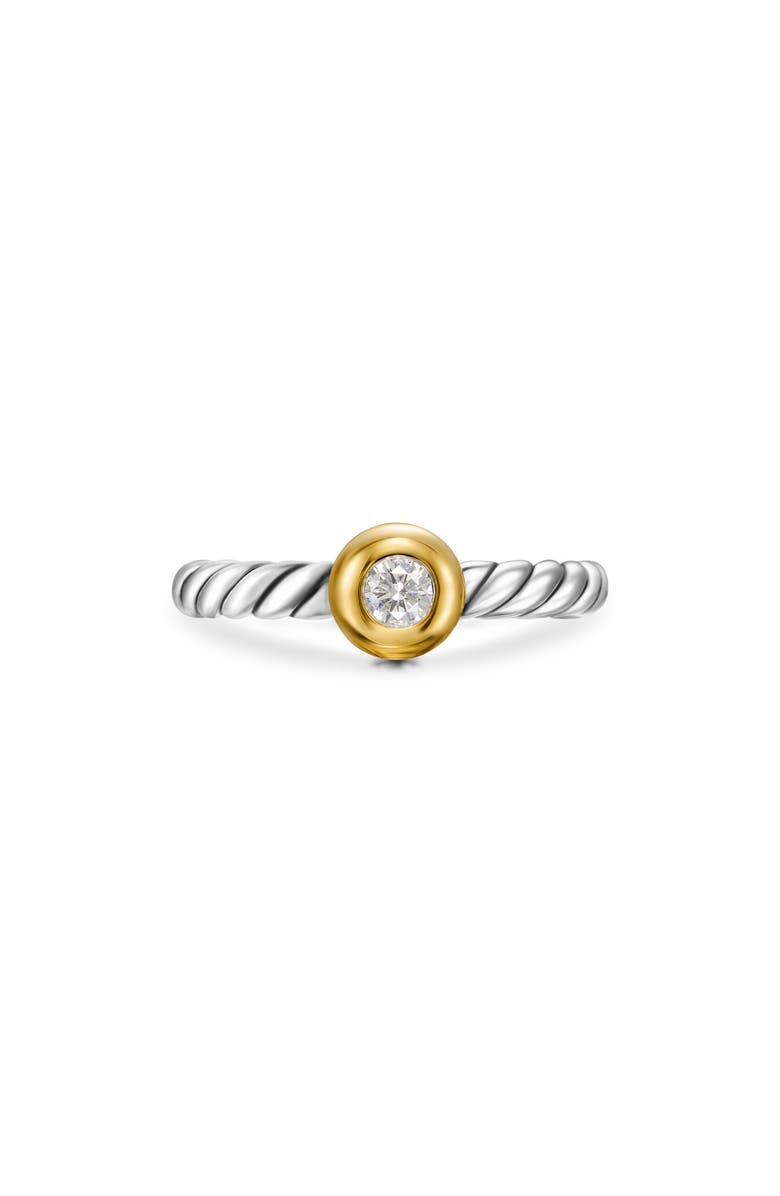 David Yurman Petite Cable Ring in Sterling Silver with 14K Yellow Gold and Center Diamond, Main, color, Sterling Silver/ Gold