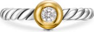 David Yurman Petite Cable Ring in Sterling Silver with 14K Yellow Gold and Center Diamond