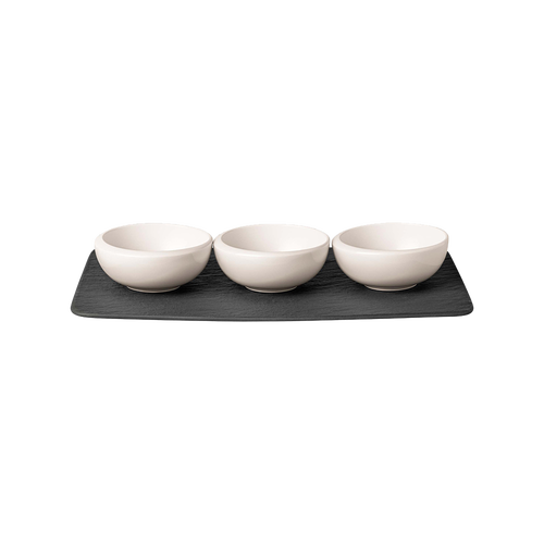 Villeroy & Boch Newmoon Dip Bow & Tray Set  4 Pieces In White