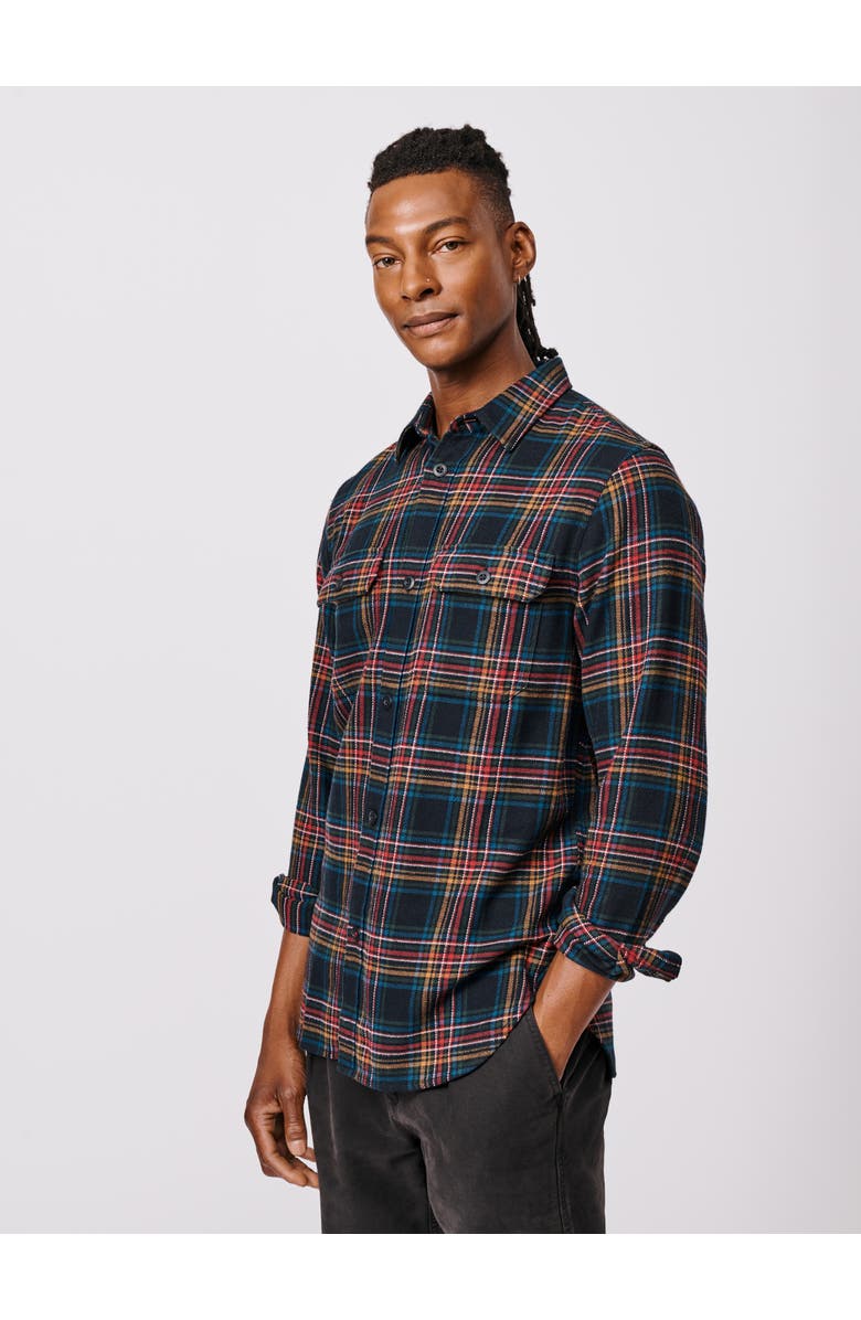 Aubin Crowle Button Up Flannel Shirt, Main, color, Black Check