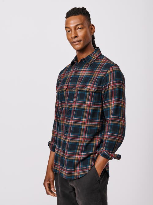 Aubin Crowle Button Up Flannel Shirt In Black